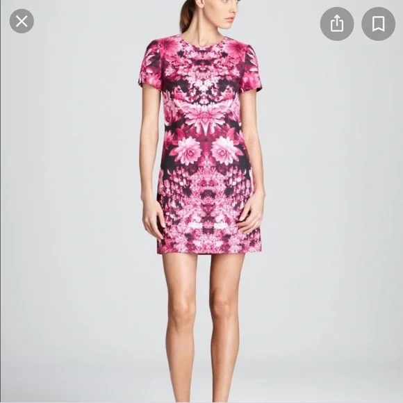 Floral Michael Kors pink and Black Shift Dress Size 6P Work or Office - Picture 3 of 5